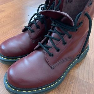 Red patent leather Dr. Martens
